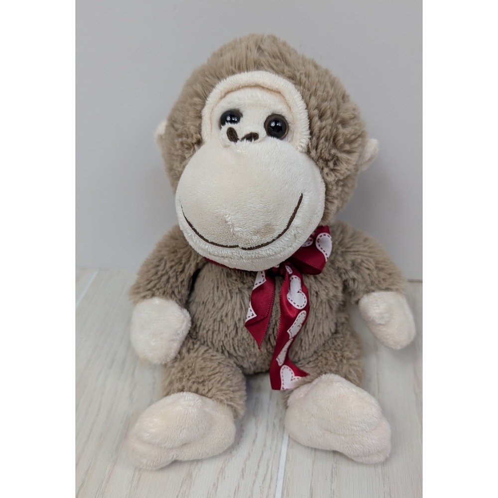 Dandee MTY Monkey Plush Tan Brown Red Heart Ribbon Bow Walmart noseam tag